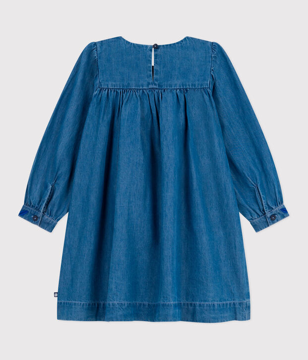 Abito a maniche lunghe in denim bambina blu