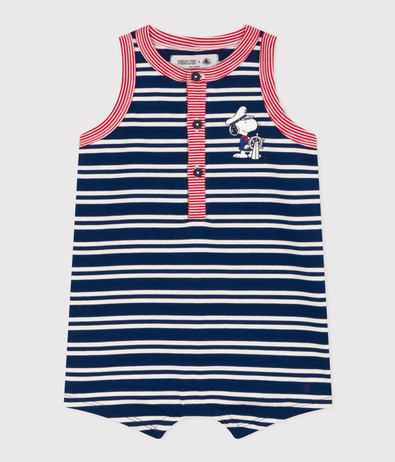 Tuta Petit Bateau X Snoopy in jersey leggero bebè blu MEDIEVAL/bianco MULTICO