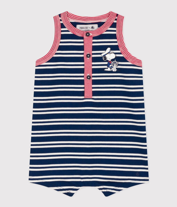 Tuta Petit Bateau X Snoopy in jersey leggero beb&egrave; blu/multicolore