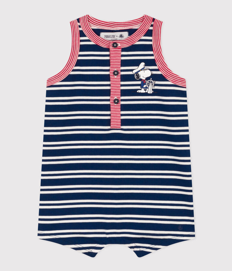 Tuta Petit Bateau X Snoopy in jersey leggero beb&egrave; blu/multicolore