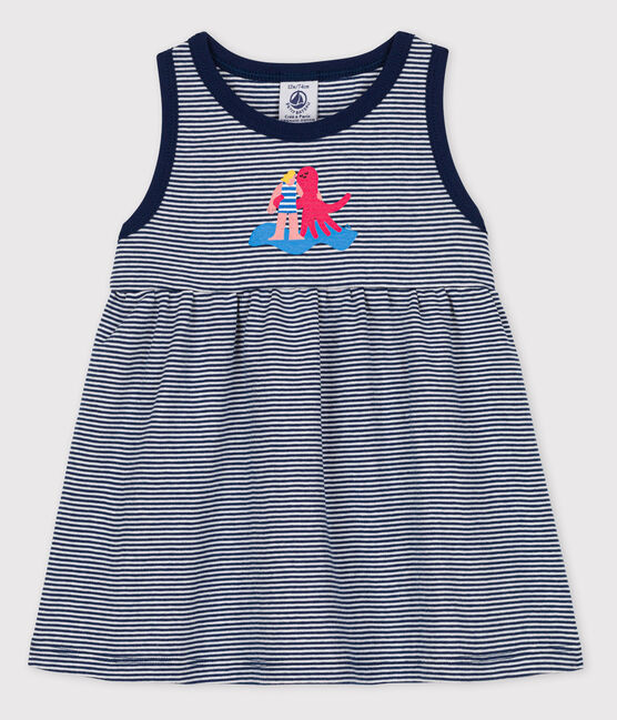 Abito bebè Petit Bateau x Water Family blu MEDIEVAL/bianco MARSHMALLOW