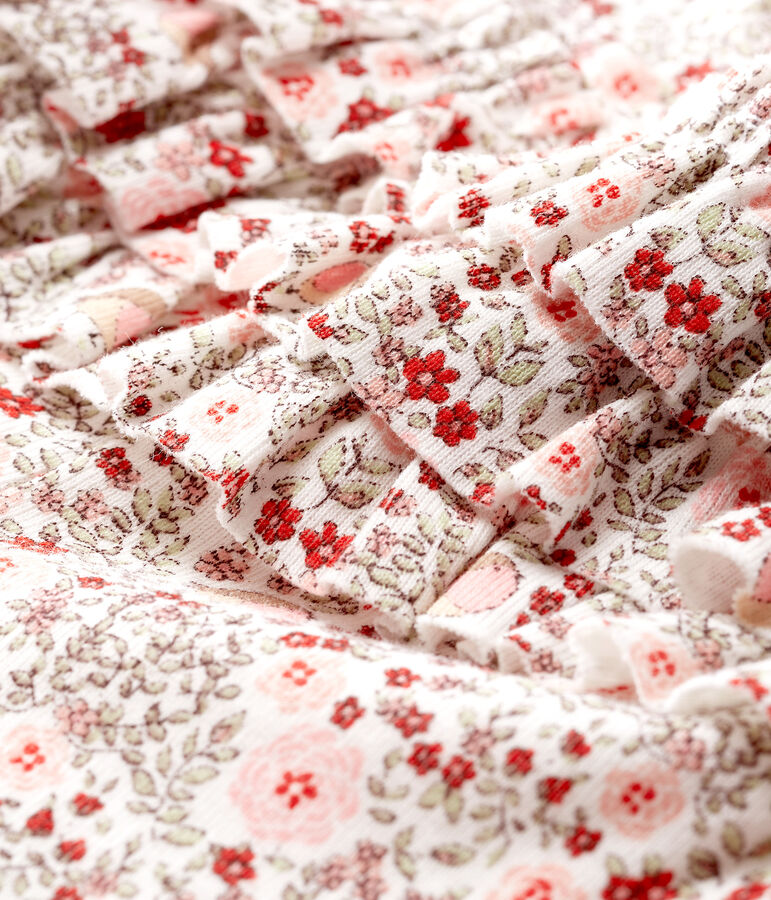 Leggings stampati da beb&egrave; femmina con balze bianco MARSHMALLOW/bianco MULTICO