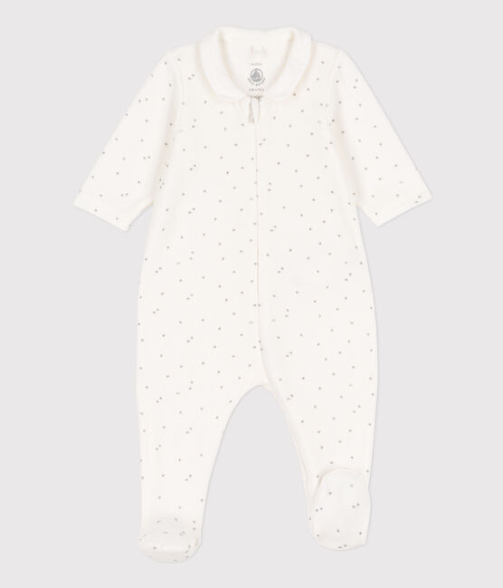 Tutina pigiama stelle in ciniglia bianco MARSHMALLOW/grigio GRIS