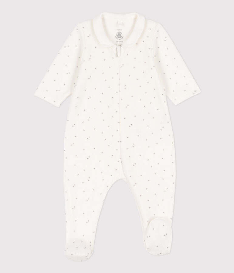 Tutina pigiama stelle in ciniglia bianco MARSHMALLOW/grigio GRIS