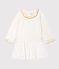 Abito bi-materiale a maniche lunghe da bebè femmina bianco MARSHMALLOW/giallo OR