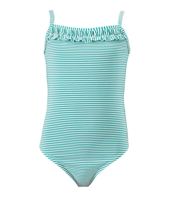 Costume da bagno bambina intero rigato verde FLAG/bianco LAIT