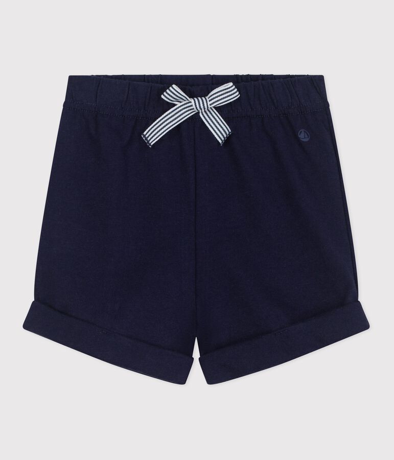 Shorts in cotone tinta unita neonato blu