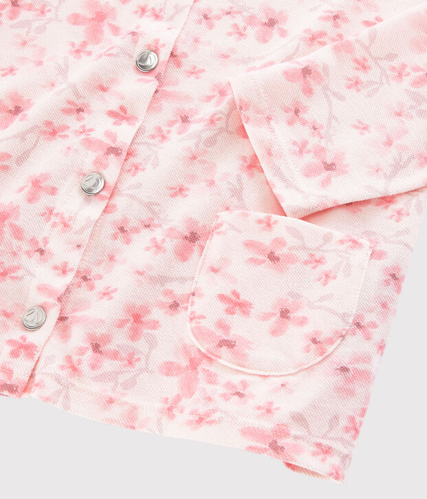 Cardigan in jersey piqu&eacute; bambina rosa/multicolore