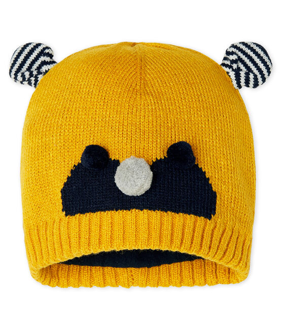 Cappellino bebè maschietto foderato in pile giallo BOUDOR