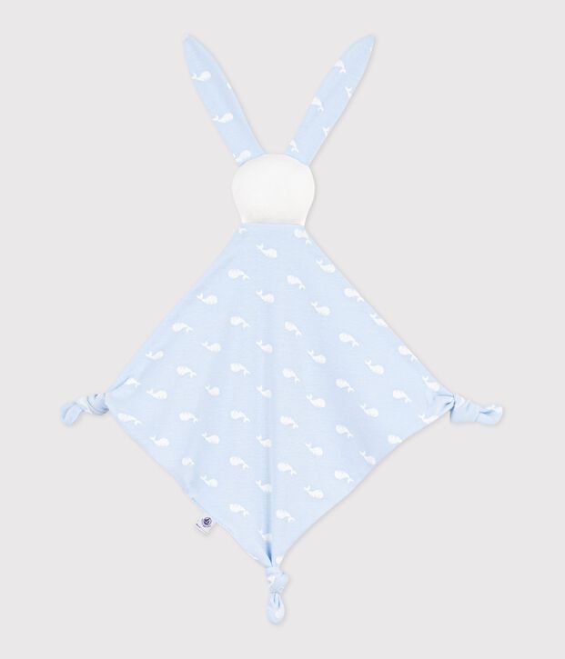 Doudou in cotone con balena stampata neonato blu/bianco