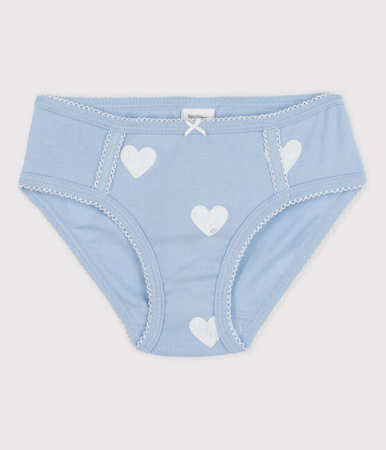 La mutandina in cotone per bambina blu JASMIN/bianco ECUME