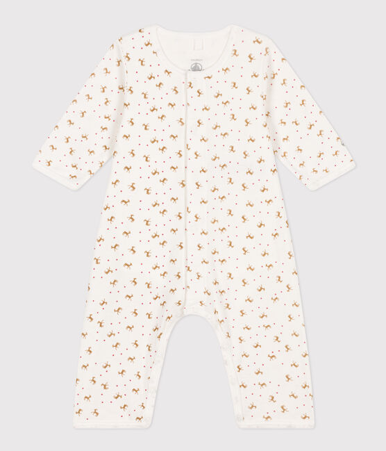 Bodyjama senza piedi neonato a costine rosso MARSHMALLOW/bianco HARISSA