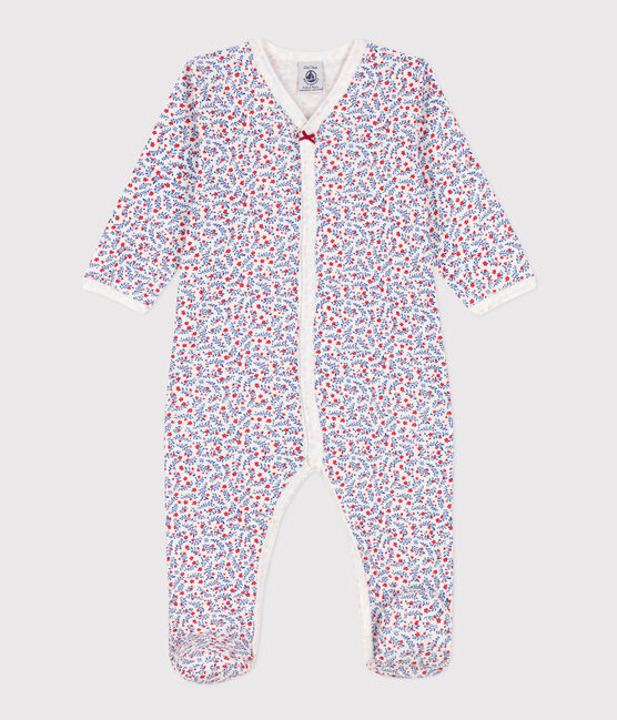 Tutina pigiama a fiori in cotone bianco MARSHMALLOW/bianco MULTICO