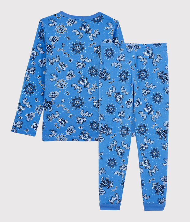 Pigiama bandana bambina/bambino in cotone biologico blu/multicolore