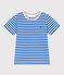 T-shirt a maniche corte in cotone a righe bambino blu PORCELANA/ MARSHMALLOW
