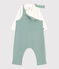 Completo nascita composto da salopette e body in cotone ricamato verde PAUL