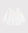 Blusa a maniche lunghe in popeline di cotone con colletto e ricami neonata bianco ECUME