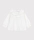 Blusa a maniche lunghe in popeline di cotone con colletto e ricami neonata
