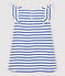 Abito manica corta in cotone bambina bianco MARSHMALLOW/blu SURF