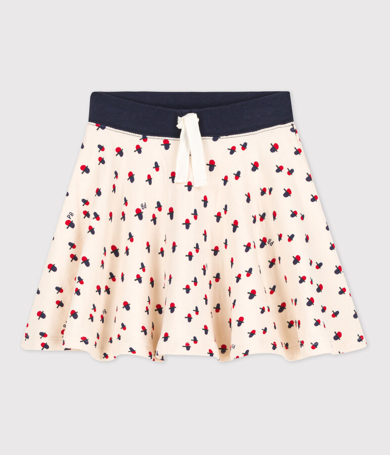 Gonna in tubique stampato bambina ecru/multicolore