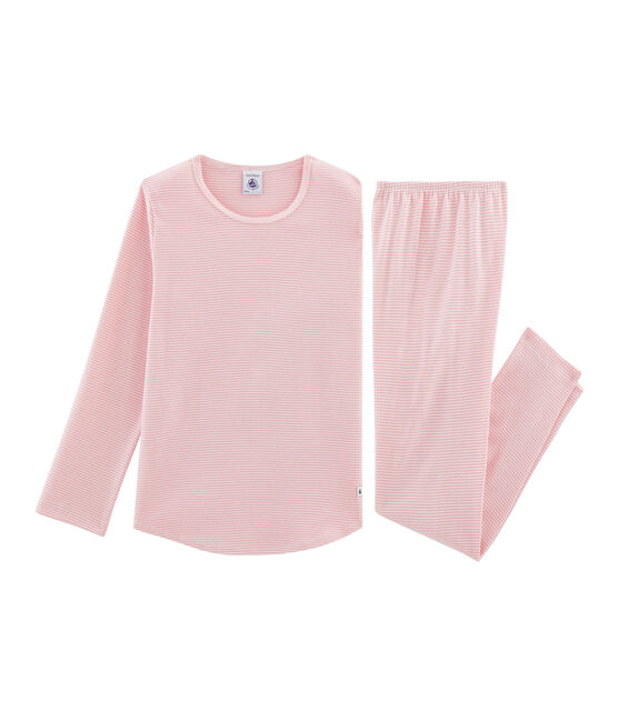 Pigiama bambina a costine rosa CHARME/bianco MARSHMALLOW