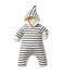 Tutina bebé con cappuccio a righe beige COQUILLE/blu ABYSSE