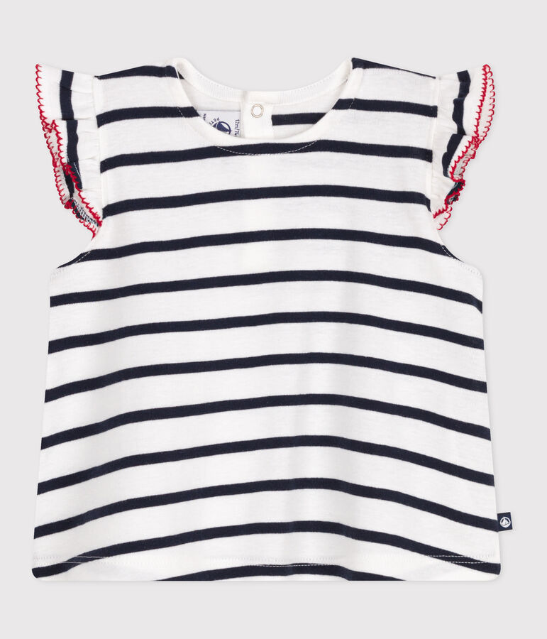 Blusa senza maniche in cotone a righe neonato bianco/blu