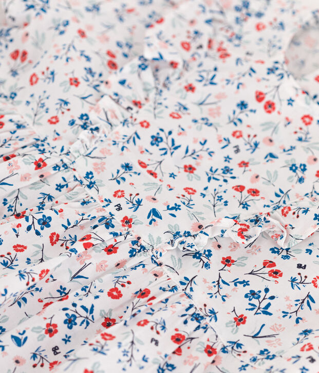Abito a maniche corte in cotone con stampa a fiori neonata bianco/multicolore