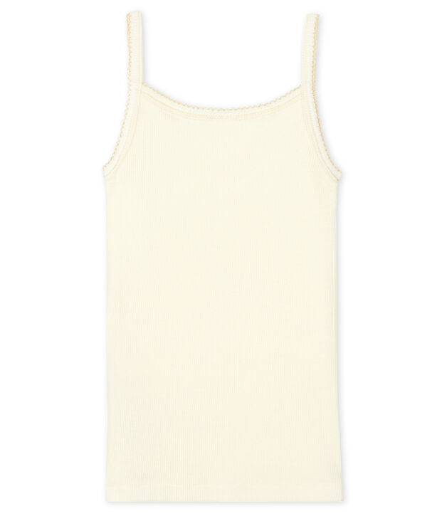 Canottiere con spalline bambina in cotone lana seta bianco