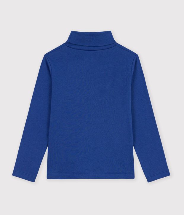 Dolcevita in cotone tinta unita bambino blu