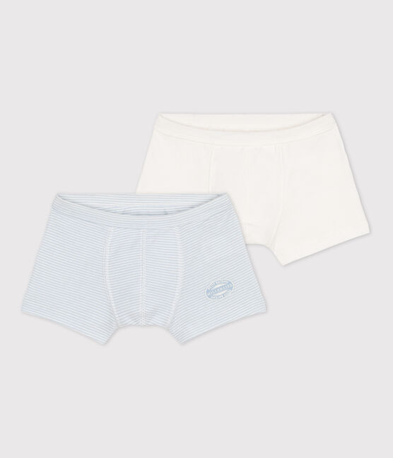 Confezione da 2 boxer di cotone per bimbi, con fantasia millerighe variante 1