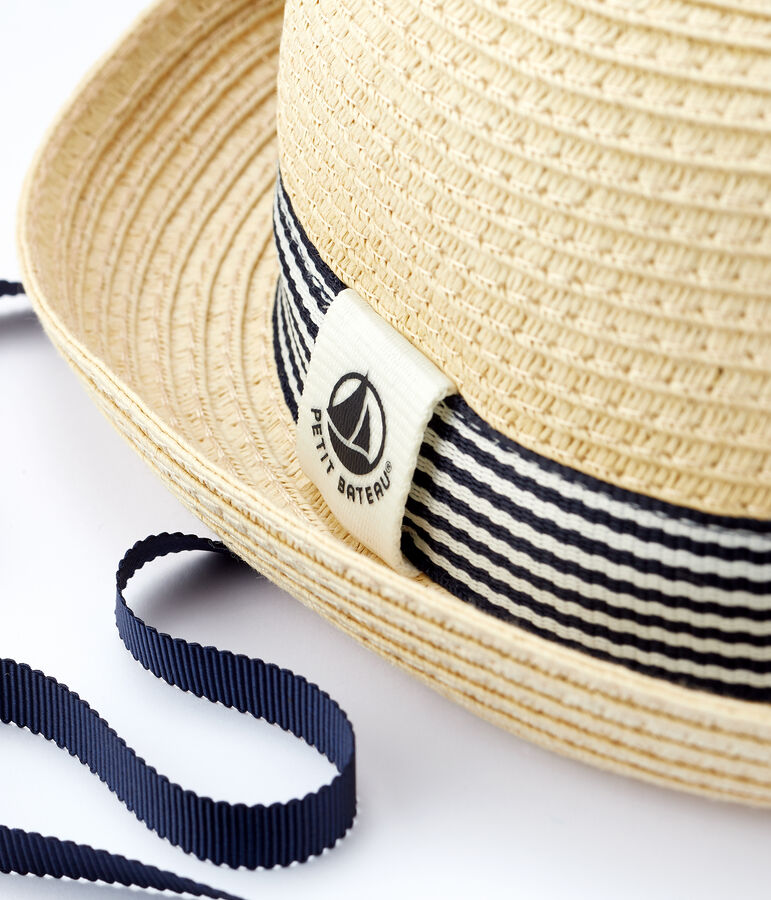 Cappello rotondo in paglia beb&egrave; maschio rosa