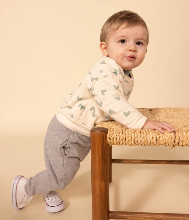 Pantaloni in tessuto felpato per beb&egrave; grigio