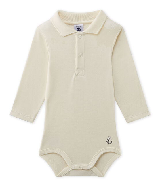 Body bebé maschio con colletto beige COQUILLE