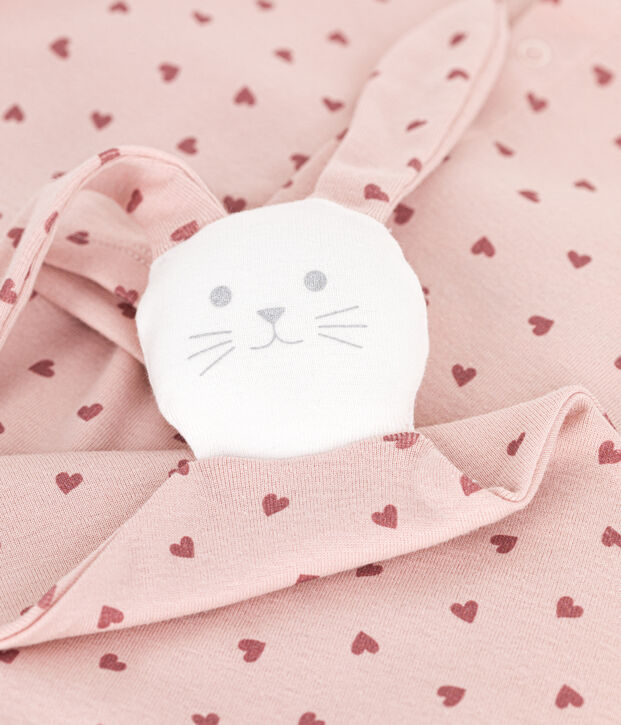 Cofanetto comprendente cardigan, pantaloni e doudou in cotone neonato rosa/rosa