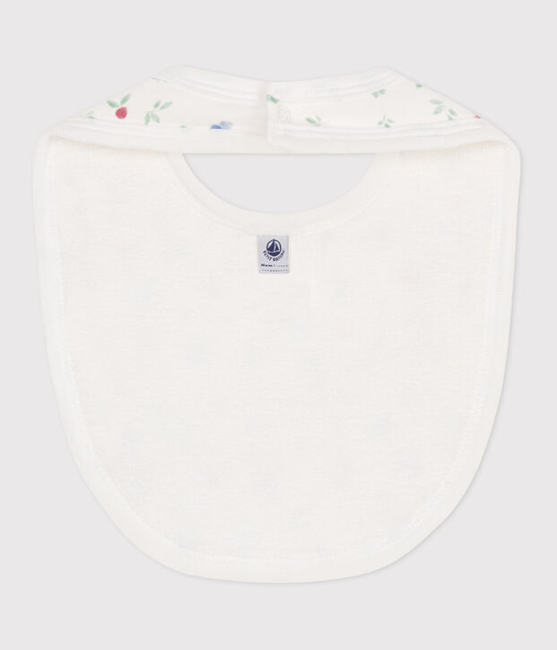 Bavaglino nascita in cotone con stampa bianco/multicolore