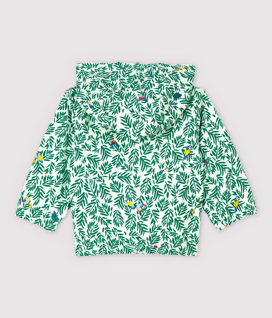 Giacca a vento in maglia spalmata bebè maschio bianco MARSHMALLOW/verde GAZON/ MULTICO