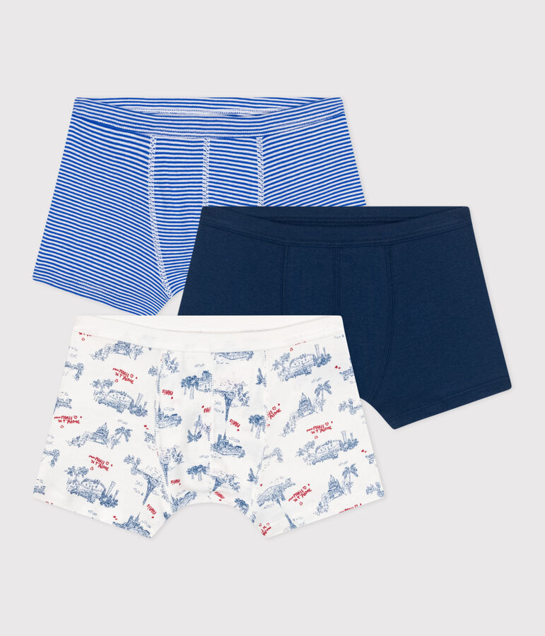 Set di 3 boxer in cotone con stampa Parigi in vita bambino multicolore