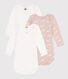 Confezione da 3 body a maniche lunghe in cotone con balene rosa