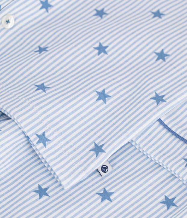 Pigiama in cotone con bottoni e stampa a stelle bambino bianco/multicolore