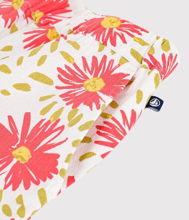 Pantaloni in cotone a fiori bambina bianco/multicolore