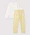 Pigiama bambina a fiori in spugna bouclette grattata giallo OCRE/bianco MARSHMALLOW