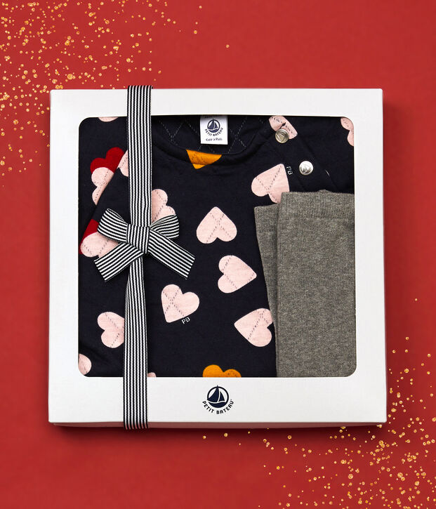 Confezione regalo abito con cuore e collant bambina multicolore