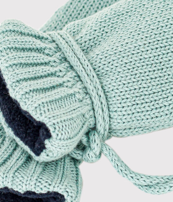 Muffole in maglia bebè foderate in pile riciclato verde PAUL