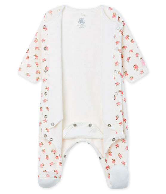 Bodyjama bebè femmina in ciniglia bianco MARSHMALLOW/bianco MULTICO