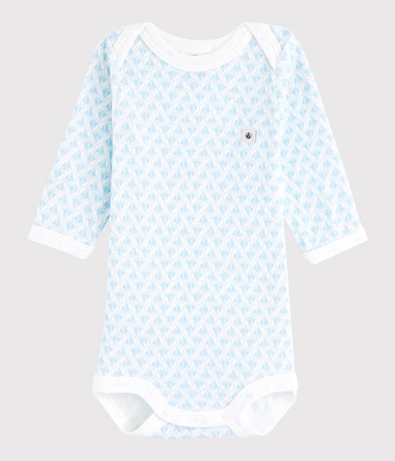 Body manica lunga bebè maschietto bianco MARSHMALLOW/blu JASMIN