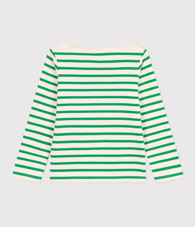 Marini&egrave;re bambino in cotone spesso ecru/verde