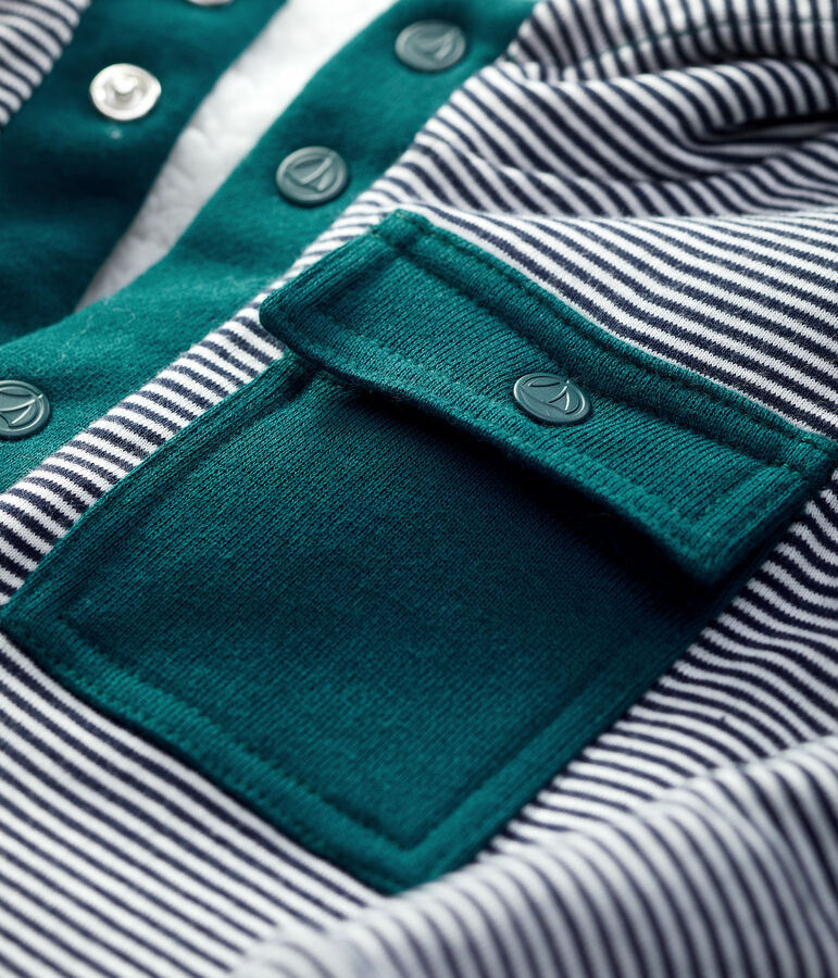 Cardigan in sherpa beb&egrave;. bianco/verde