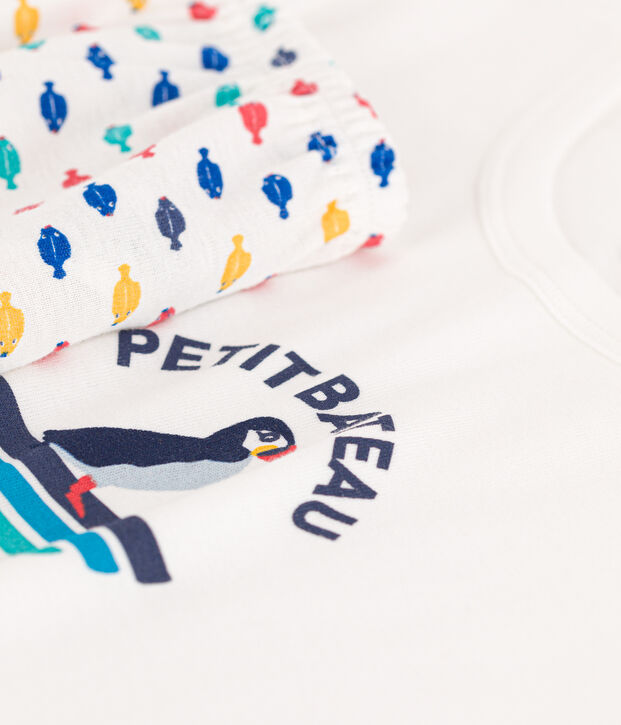 Pigiama corto animali marini in cotone bambino bianco/multicolore