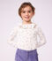T-shirt a maniche lunghe con colletto e stampa a fiori bambina ecru/multicolore